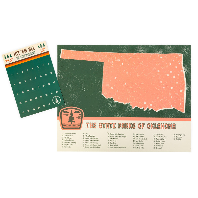 Oklahoma State Parks Poster with Stickers